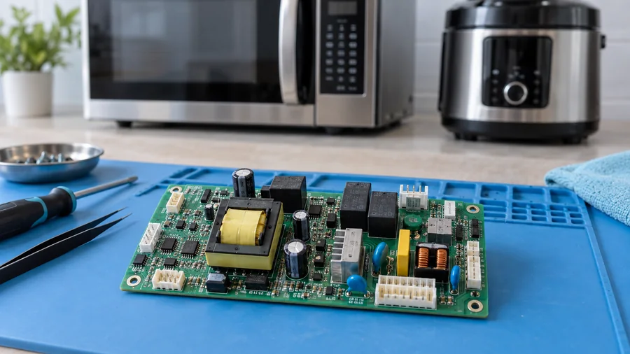 Microwave and specialty kitchen appliance control board for assessment