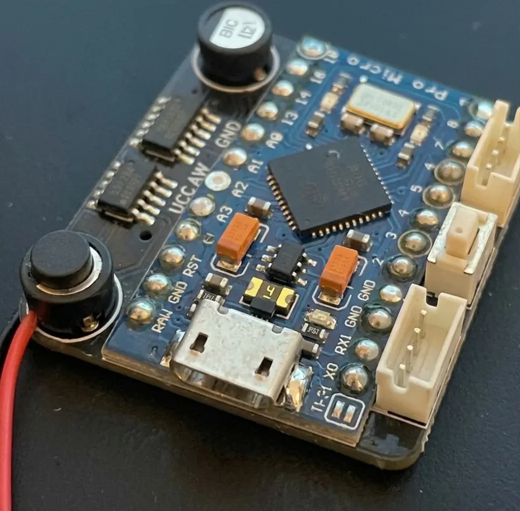 Fully repaired Pro Micro board with a clean, perfectly aligned Micro USB port and reinforced solder joints.