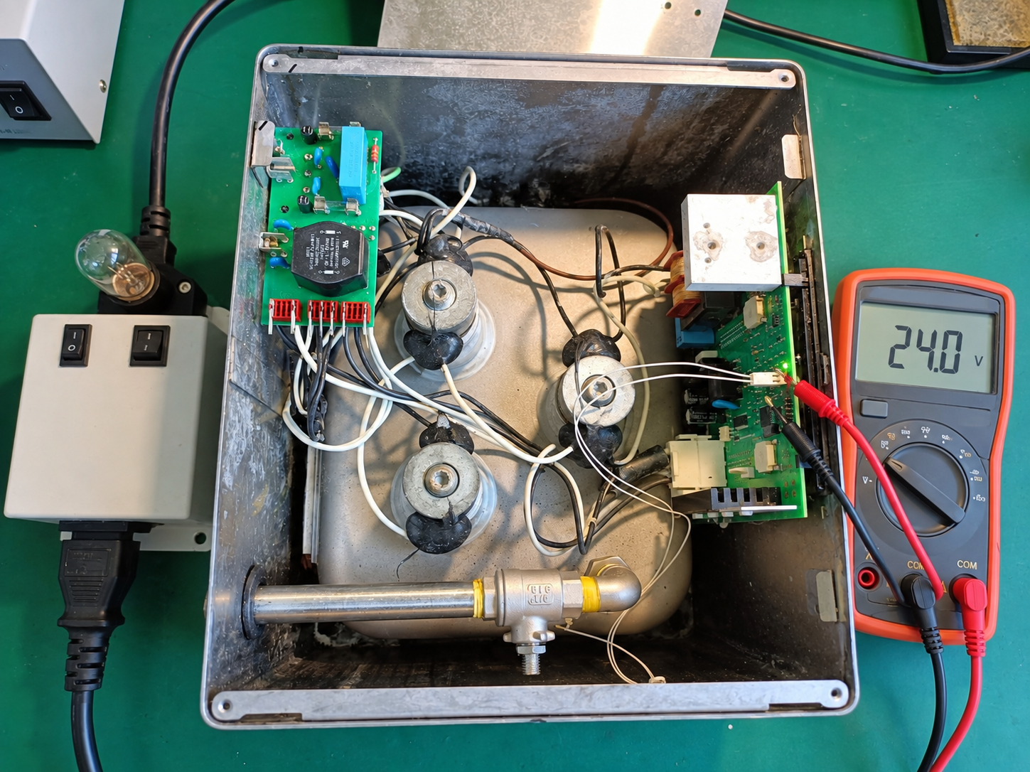 Reconstructed 24 volt secondary supply check after ultrasonic cleaner repair